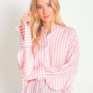 Pink Stripe Feminine Work/Slouchy Blouse